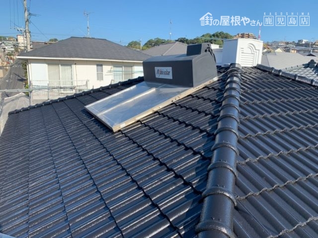 鹿児島市にてセメント瓦施工完了の様子
