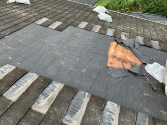 雨漏り補修工事 防水シート撤去