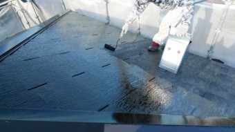 鹿児島市屋根塗装工事 上塗り一回目