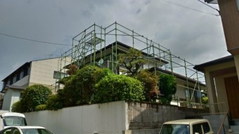 カバー工法 仮設足場設置