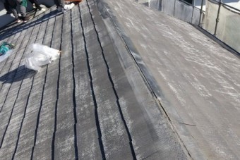 棟板金撤去の様子