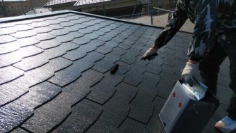 鹿児島市屋根塗装工事 上塗り2回目の様子