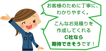 C社見積書は丁寧で分りやすく期待出来る