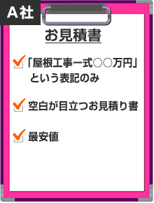 最安値だが空白が多くシンプルなA社見積書
